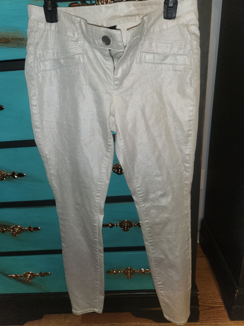 Victoria's Secret White Shimmery Skinny Pants